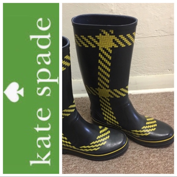 kate spade Shoes - Kate Spade Plaid Rubber Rain Boots